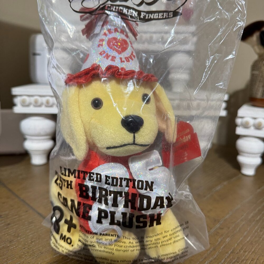 Raising Cane's 25th Birthday Limited Edition Dog Plush Puppy 2022 New In Bag